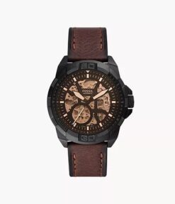 FOSSIL BRONSON AUTOMATIC (BROWN LITEHIDE) LEATHER WATCH