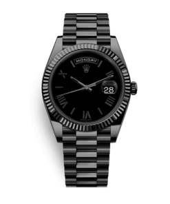 ROLEX OYSTER PERPETUAL DAY/DATE BLACK STAINLESS STEEL WATCH