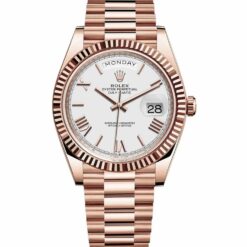 ROLEX DAY-DATE 40 PRESIDENTIAL FLUTED BEZEL WHITE DIAL WATCH