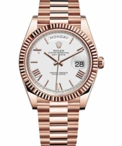 ROLEX DAY-DATE 40 PRESIDENTIAL FLUTED BEZEL WHITE DIAL WATCH