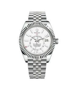 ROLEX SKY-DWELLER 42MM OYSTERSTEEL JUBILEE FLUTED BEZEL WHITE DIAL WATCH