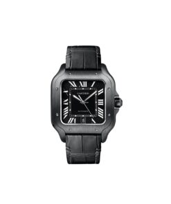 CARTIER SANTOS DE LETHER BLACK WRIST WATCH
