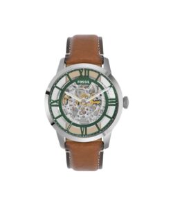 FOSSIL MEN BROWN TOWNSMAN SKELETON AUTOMATIC LETHER WRIST WATCH